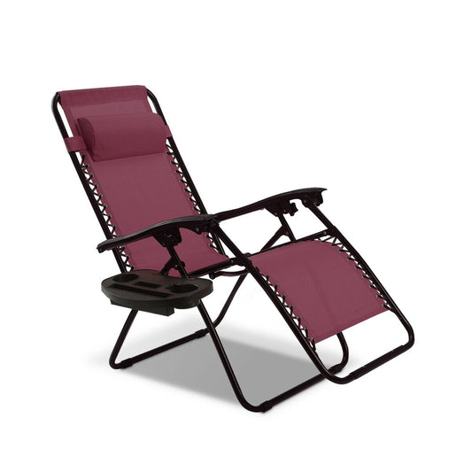 Outdoor Folding Zero Gravity Reclining Lounge Chair, Wine at Gallery Canada