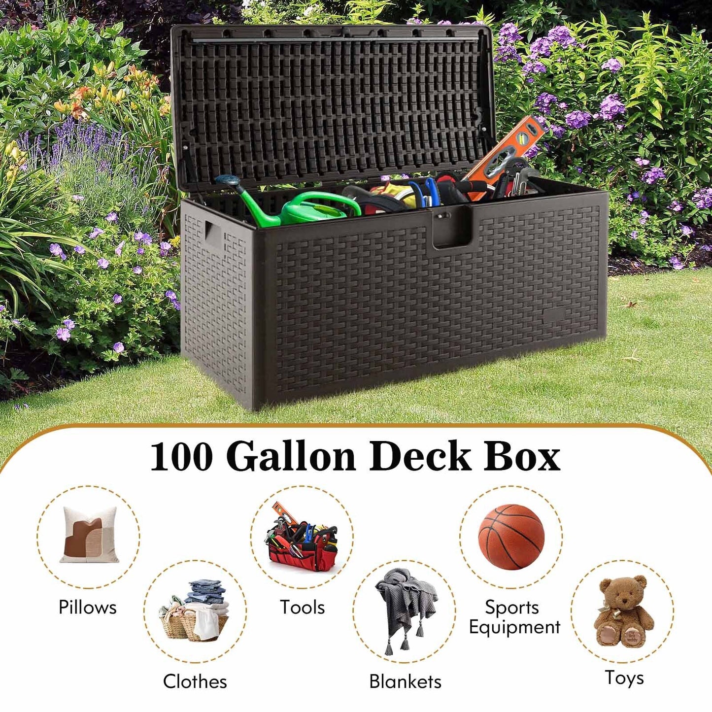 31 Gallon All Weather Storage Container, Lockable Lid, Brown Sheds & Outdoor Storage at Gallery Canada