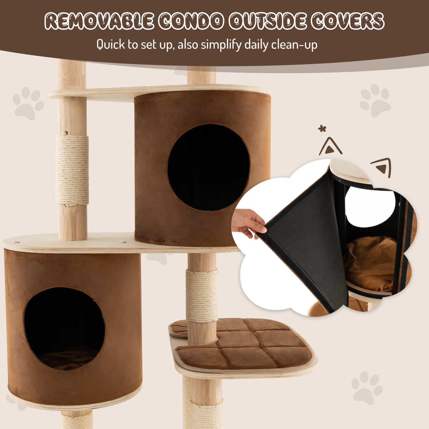 6-Tier Wooden Cat Tree, 2 Removable Condos, Platforms, Perch, Brown Cat Trees Condos & Scratchers at Gallery Canada