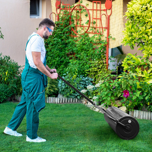 Metal Lawn Roller, Detachable Gripping Handle, Black Lawn Care Tools Black at Gallery Canada