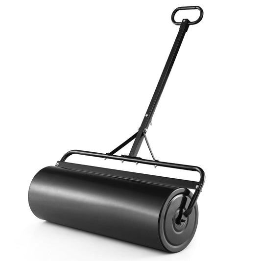 Metal Lawn Roller with Detachable Gripping Handle, Black