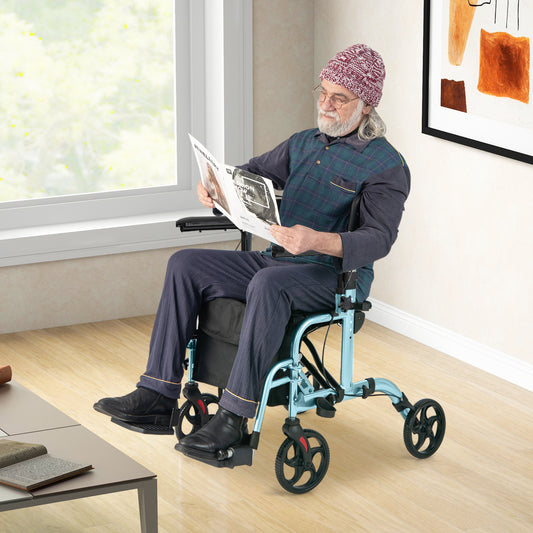 Folding Rollator Walker With Seat, Wheels, 300 Lbs, Navy Walkers & Rollators Navy at Gallery Canada