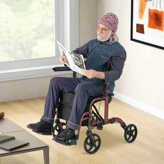 Folding Rollator Walker With Seat, Wheels, 300 Lbs, Red Walkers & Rollators Red at Gallery Canada