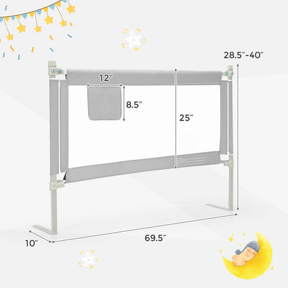 57 Inch Toddlers Vertical Lifting Baby Bed Rail Guard with Lock, Gray