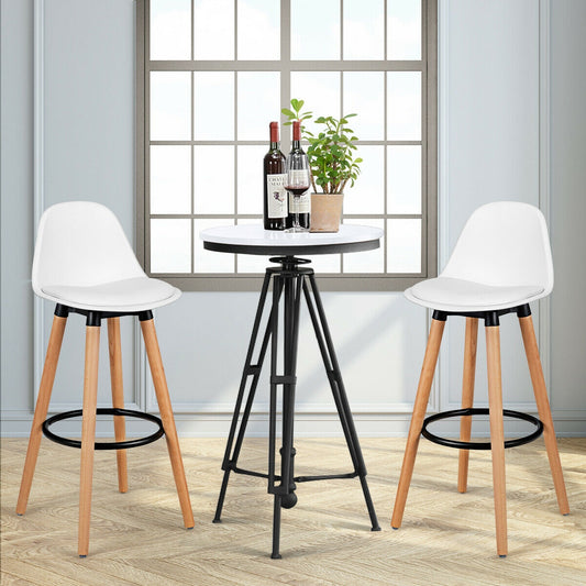 Mid Century Barstool, 28.5 Inches, Dining Pub Chair, White Bar Stools White at Gallery Canada