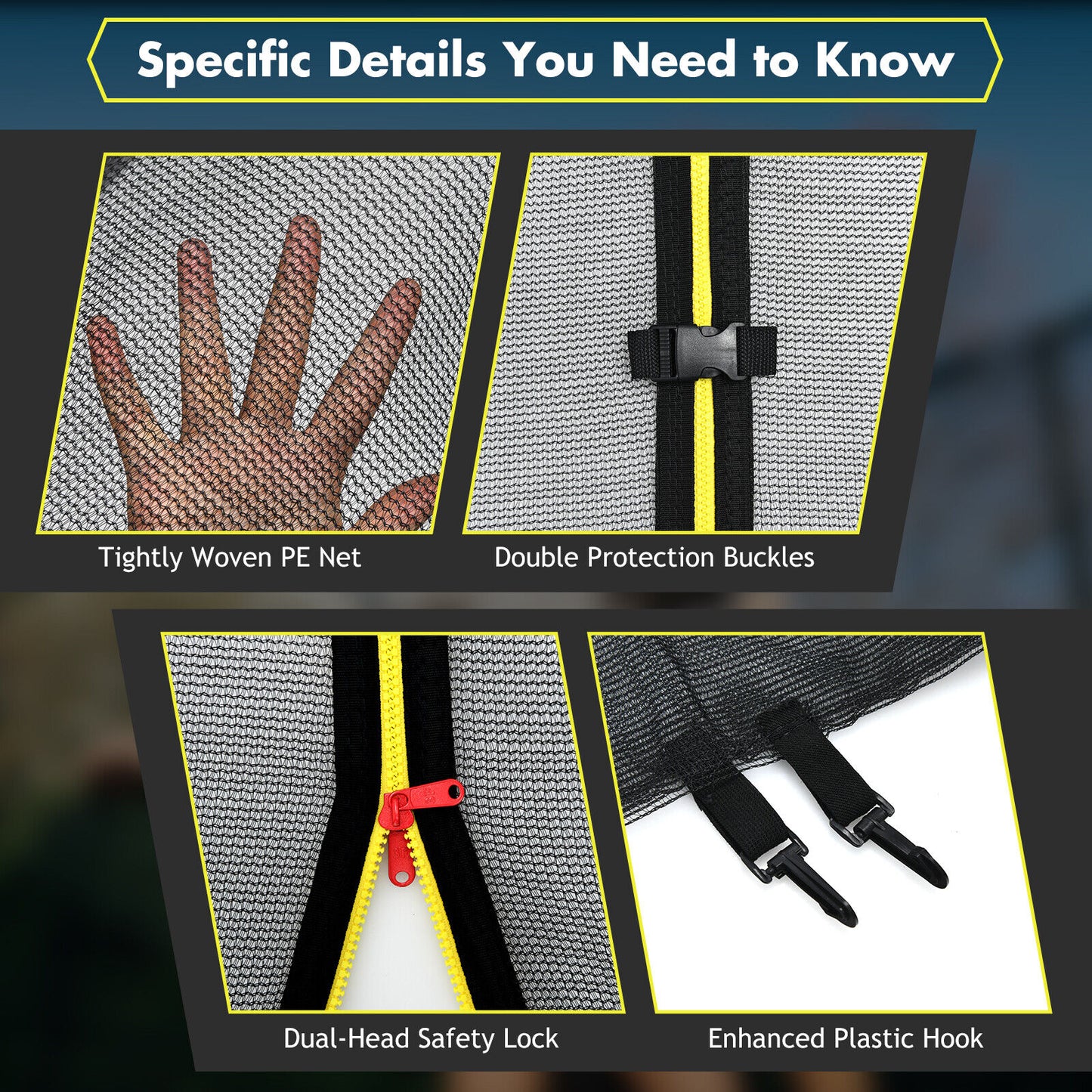 15/16 Feet Trampoline Replacement Safety Net, Black Trampoline Accessories at Gallery Canada