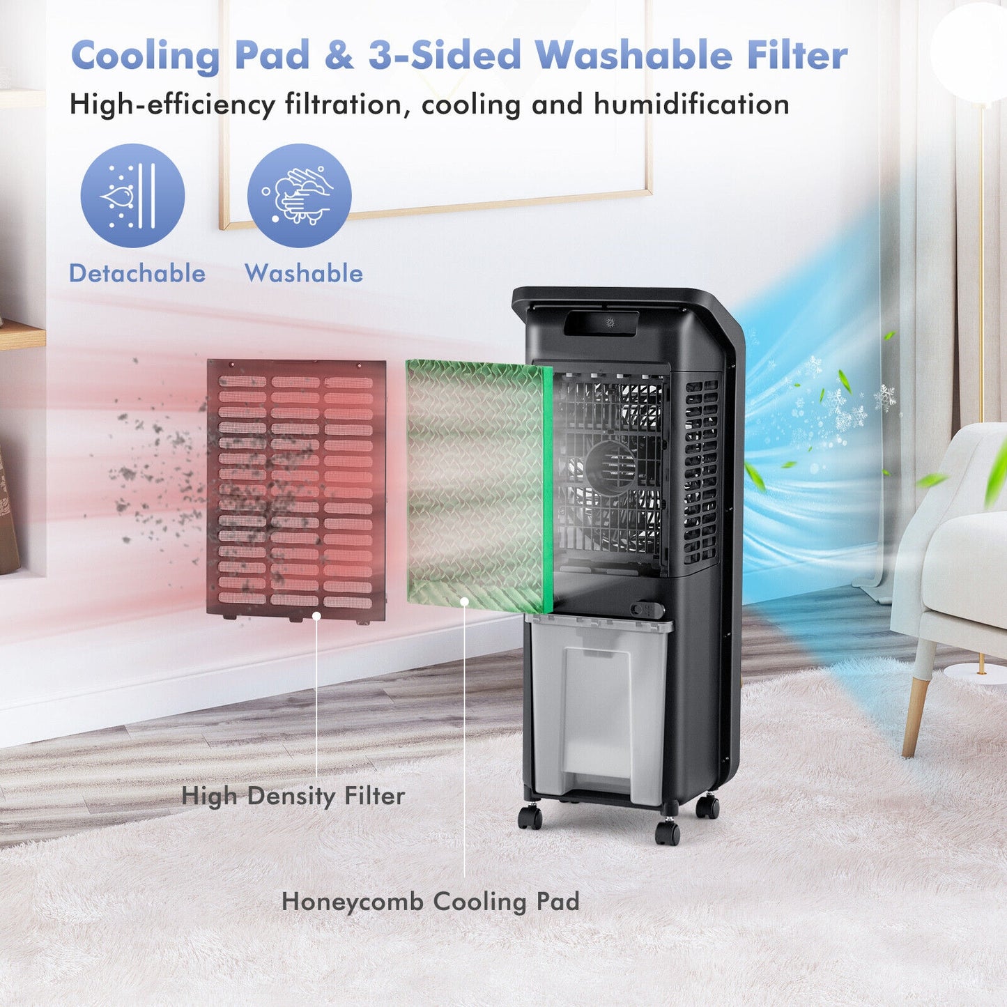 3-In-1 Evaporative Air Cooler, 12H Timer Remote, White Air Coolers at Gallery Canada
