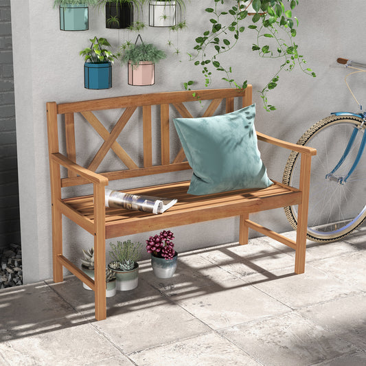 2-Person Wood Outdoor Bench, Brown Outdoor Benches Brown at Gallery Canada