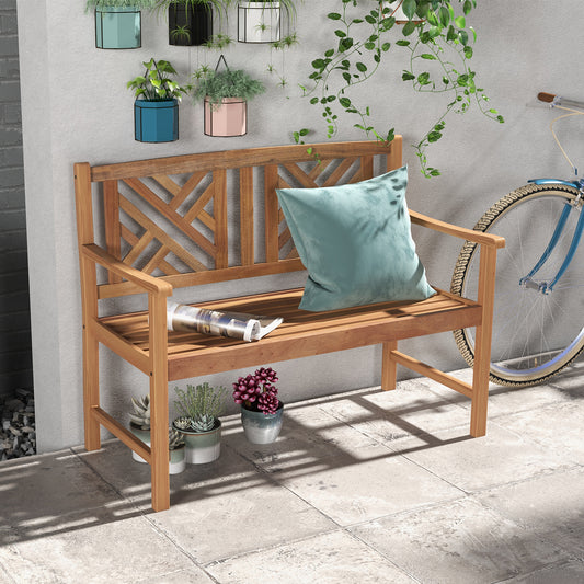 2-Person Wooden Outdoor Bench, Brown Outdoor Benches Brown at Gallery Canada
