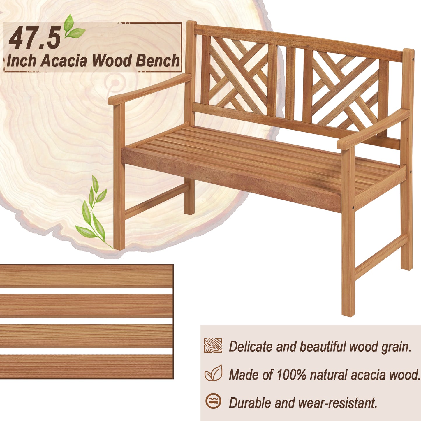 2-Person Wooden Outdoor Bench, Brown Outdoor Benches at Gallery Canada