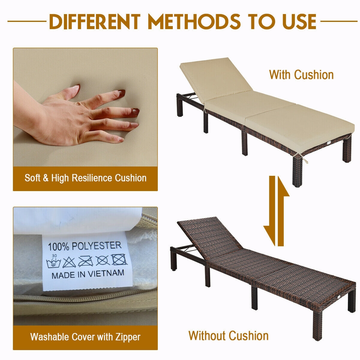 Outdoor Rattan Adjustable Chaise, Brown Outdoor Chaise Lounges at Gallery Canada