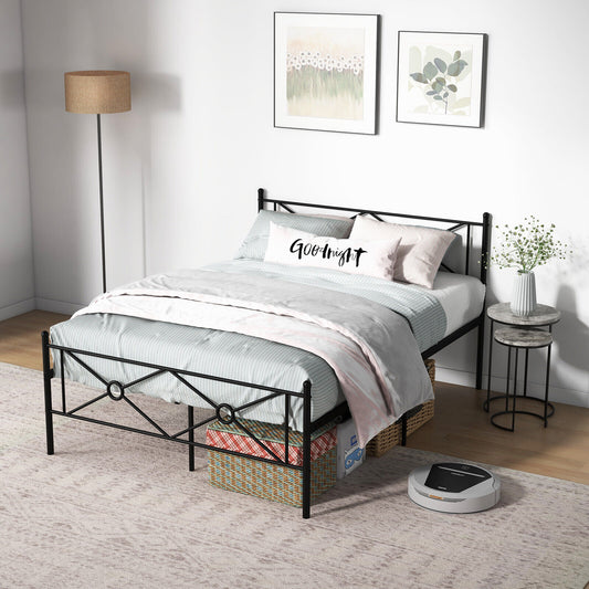 Full/Queen Size Metal Platform Bed Frame with Headboard and Footboard-Full Size, Black Simple Bed Frame Full Size at Gallery Canada