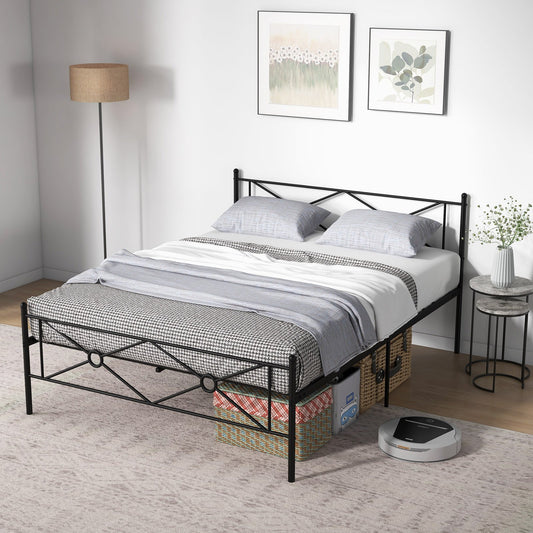 Full/Queen Size Metal Platform Bed Frame with Headboard and Footboard-Queen Size, Black Simple Bed Frame Queen Size at Gallery Canada