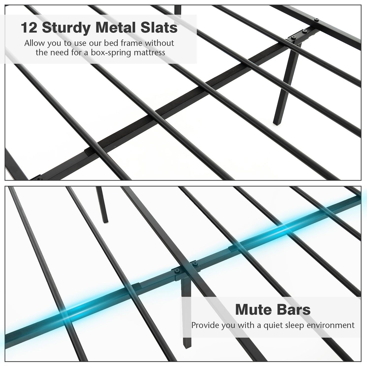 Metal Platform Bed Frame, Queen Size, With Headboard And Footboard, Black Simple Bed Frame at Gallery Canada