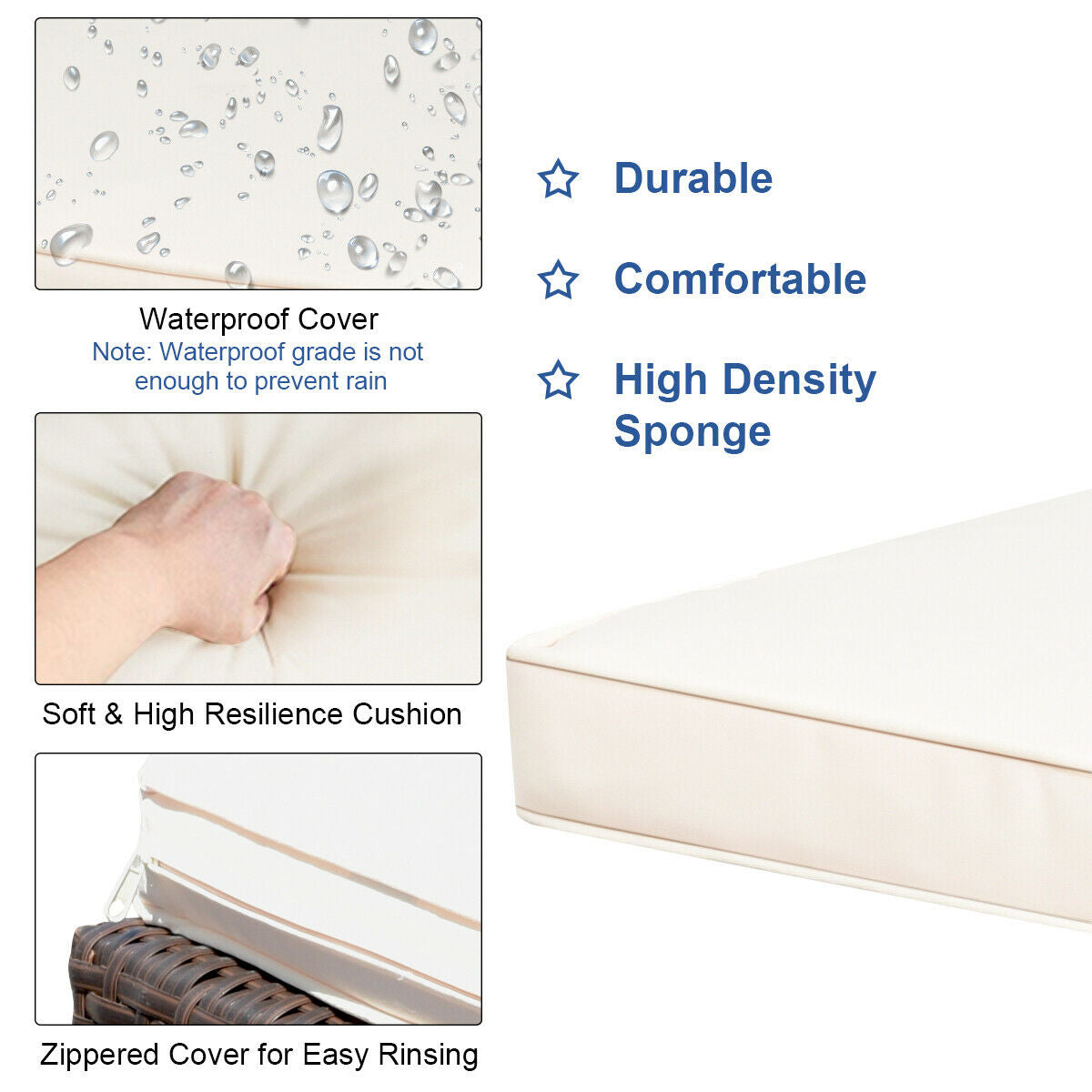 Patio Rattan Bar Table Stools Dining Set, 3 Pieces, Beige