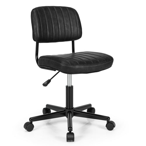 PU Leather Adjustable Office Chair  Swivel Task Chair with Backrest, Black