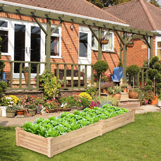 Wooden Vegetable Raised Garden Bed for Backyard Patio Balcony, Natural Raised Garden Beds Natural at Gallery Canada