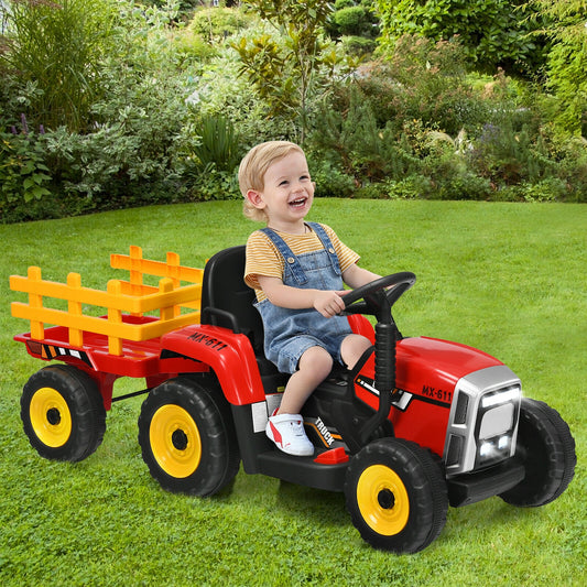 12V Ride On Tractor, 3-Gear-Shift Ground Loader, Red Powered Ride On Toys Red at Gallery Canada