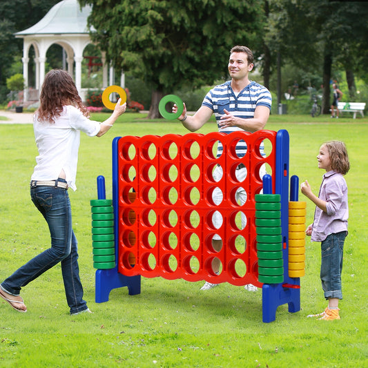 Jumbo 4-to-Score Giant Game Set with 42 Jumbo Rings and Quick-Release Slider, Blue Lawn Games Blue at Gallery Canada