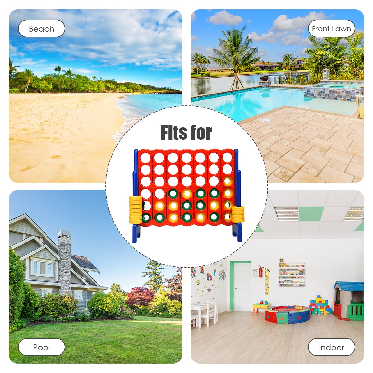 Jumbo 4-to-Score Giant Game Set with 42 Jumbo Rings and Quick-Release Slider, Blue Lawn Games at Gallery Canada