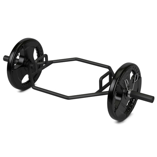 56 Inch Olympic Hexagon Deadlift Trap Bar with Folding Grips Powerlifting, Black