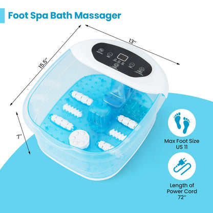 Foot Spa Massager Tub with Removable Pedicure Stone and Massage Beads, Blue