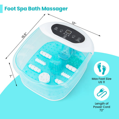 Foot Spa Massager Tub with Removable Pedicure Stone and Massage Beads, Turquoise