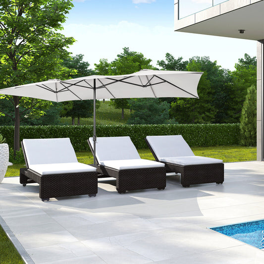 15 Feet Double-Sized Patio Umbrella with Crank Handle and Vented Tops, Beige Outdoor Umbrellas Beige at Gallery Canada