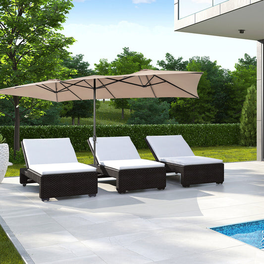 15 Feet Double-Sized Patio Umbrella, Crank Handle, Vented Tops, Brown Outdoor Umbrellas Brown at Gallery Canada