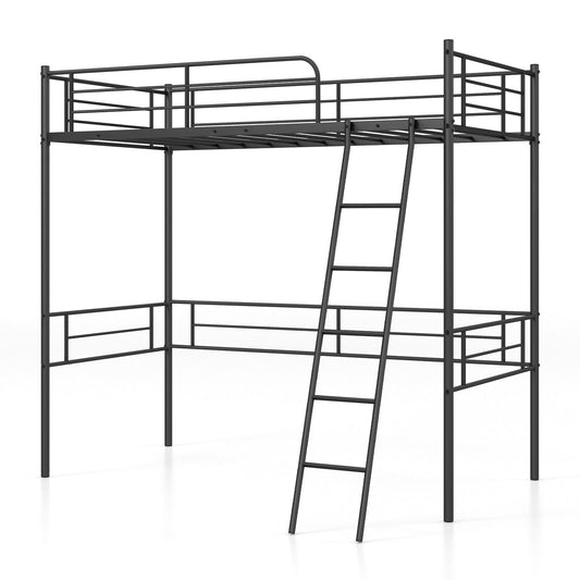 Metal Loft Twin Bed Frame Single High Loft Bed, Black