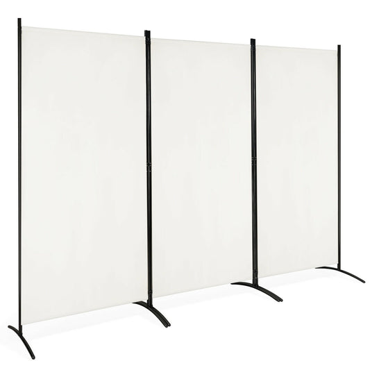 3-Panel Room Divider Folding Privacy Partition Screen for Office Room, White