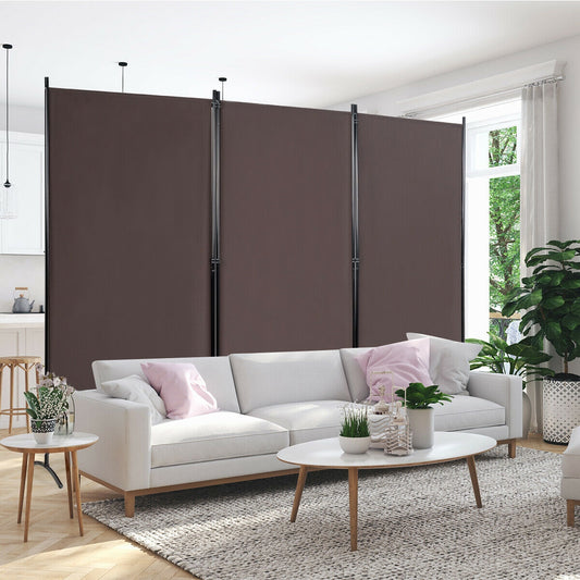 3-Panel Folding Room Divider Privacy Screen, Brown Room Dividers Brown at Gallery Canada