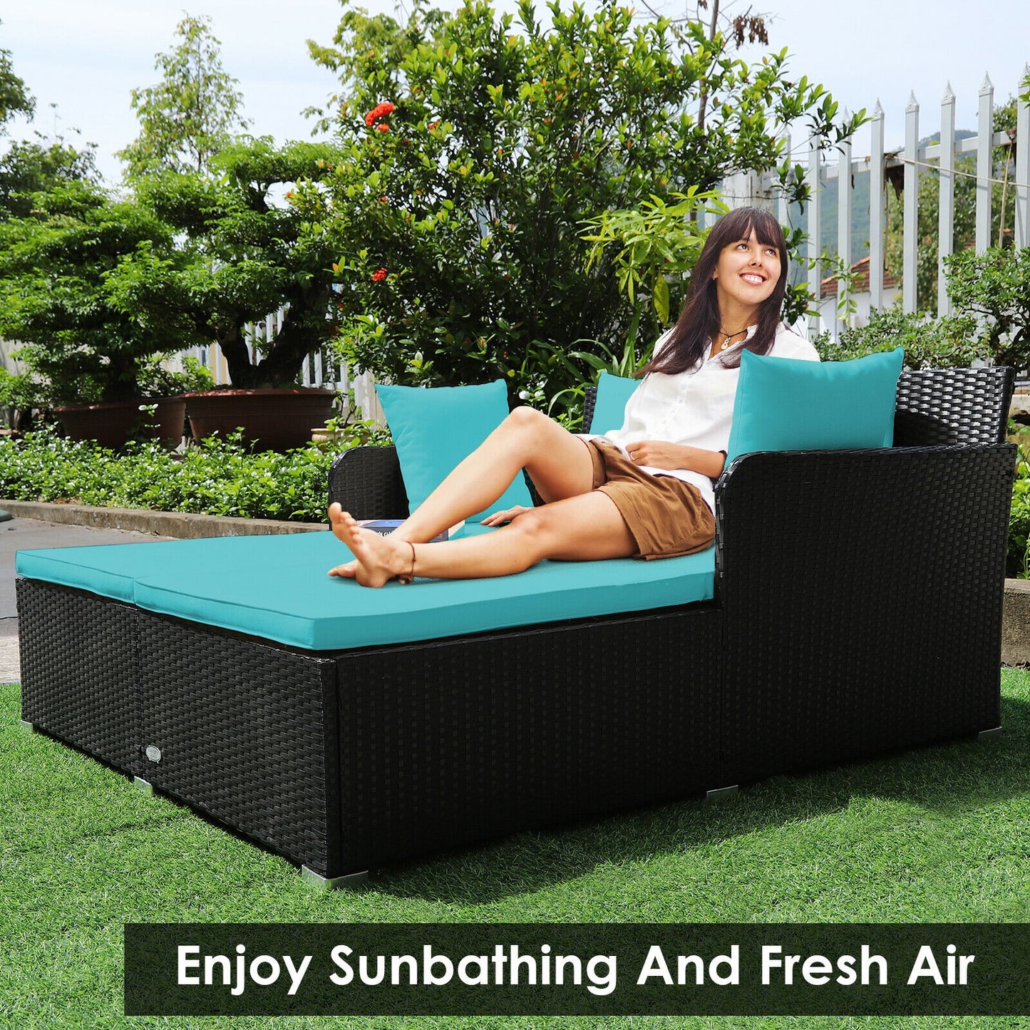 Outdoor Rattan Daybed With Cushions, Turquoise Outdoor Sectionals at Gallery Canada