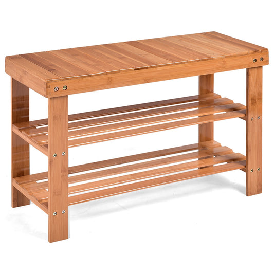 3 Tier Bamboo Bench Storage Shoe Shelf, Natural at Gallery Canada