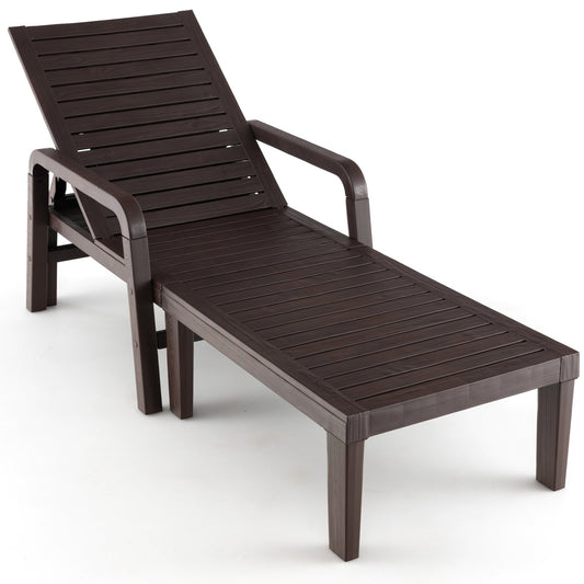 Patio PP Chaise Lounge Chair with 4-Position Adjustable Backrest, Coffee at Gallery Canada