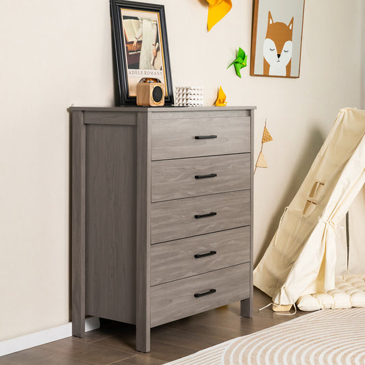Modern 5-Drawer Multipurpose Chest Dresser with Metal Handles, Gray Dressers & Chests Gray at Gallery Canada