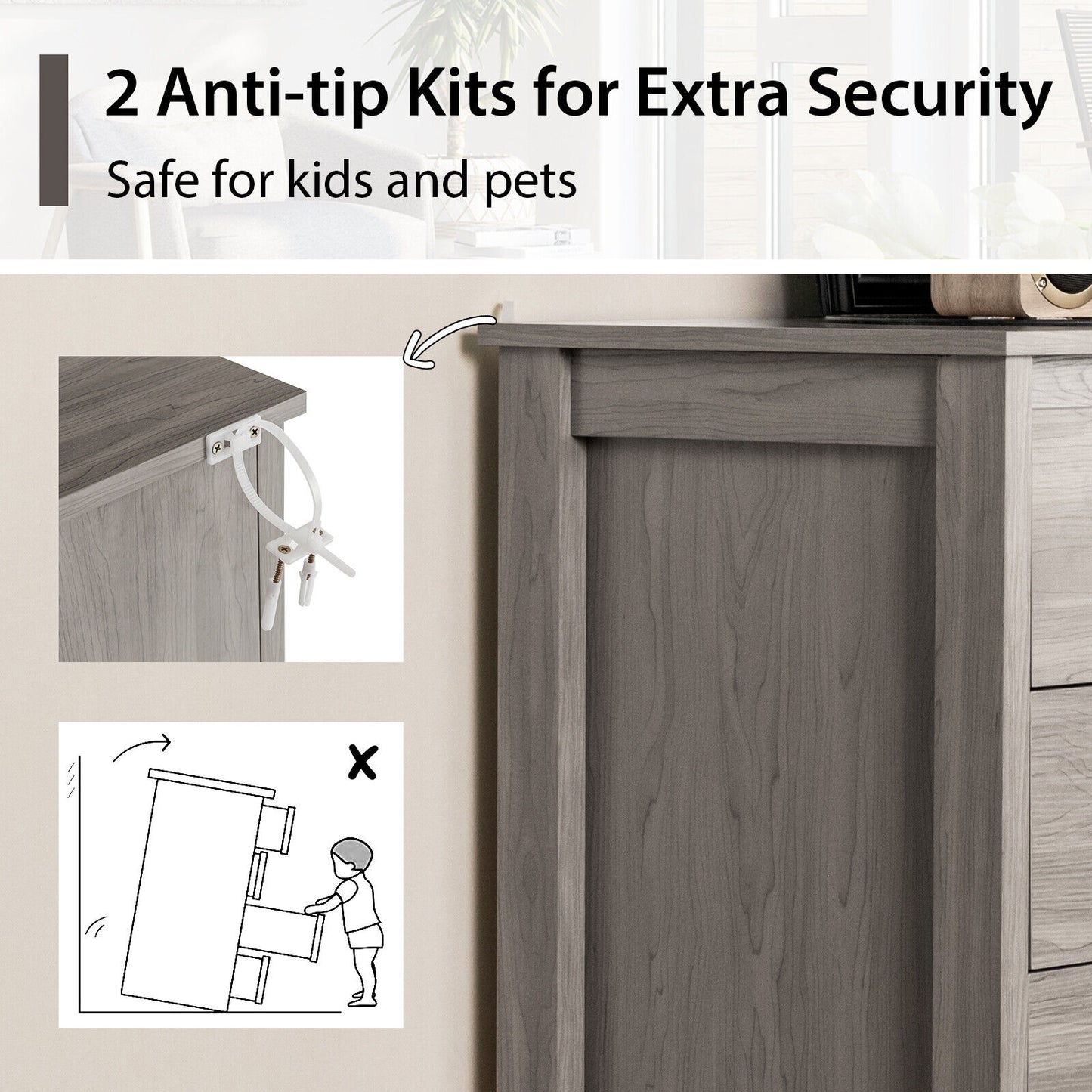 5-Drawer Multipurpose Chest Dresser, Gray Dressers & Chests at Gallery Canada