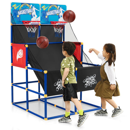 Kids Arcade Basketball Game Set with 4 Basketballs and Ball Pump, Multicolor