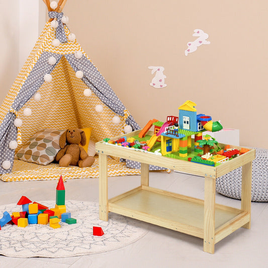 Solid Multifunctional Wood Kids Activity Play Table, Natural Kids Table & Chair Sets Natural at Gallery Canada