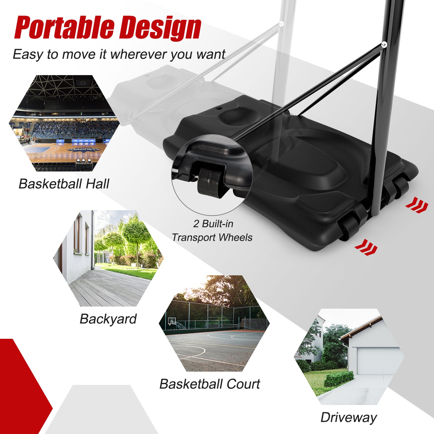 Height Adjustable Portable Shatterproof Basketball Hoop, 2 Nets, Black Sport Equipments at Gallery Canada