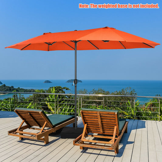 15 Feet Patio Umbrella, Hand-Crank System, Orange Outdoor Umbrellas Orange at Gallery Canada