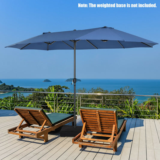 15 Feet Patio Umbrella, Hand-Crank System, Navy Outdoor Umbrellas Navy at Gallery Canada