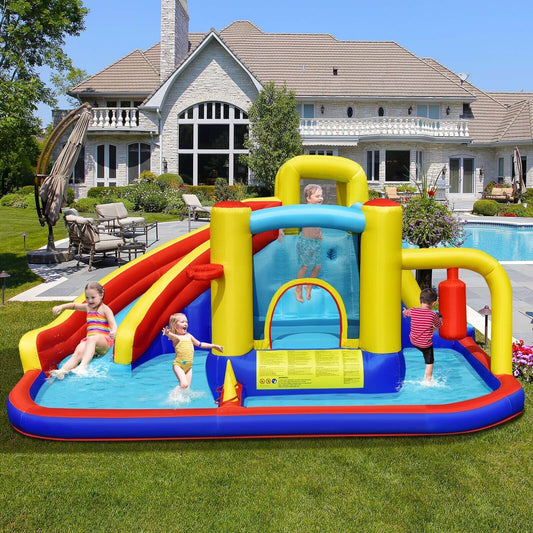 7-in-1 Inflatable Water Slide with 735W Air Blower and Splash Pool Bounce House Multicolor at Gallery Canada
