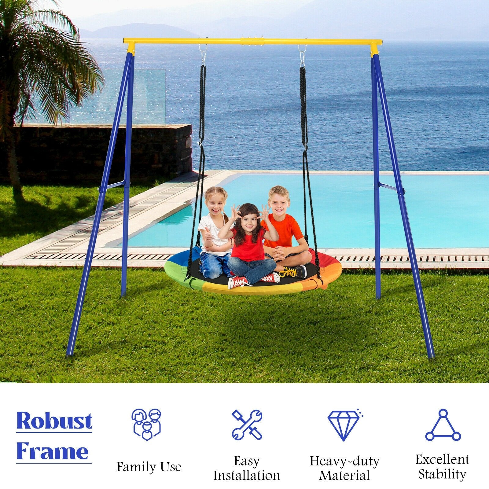 Extra Large Heavy Duty A-Frame Steel Swing Stand, Blue at Gallery Canada