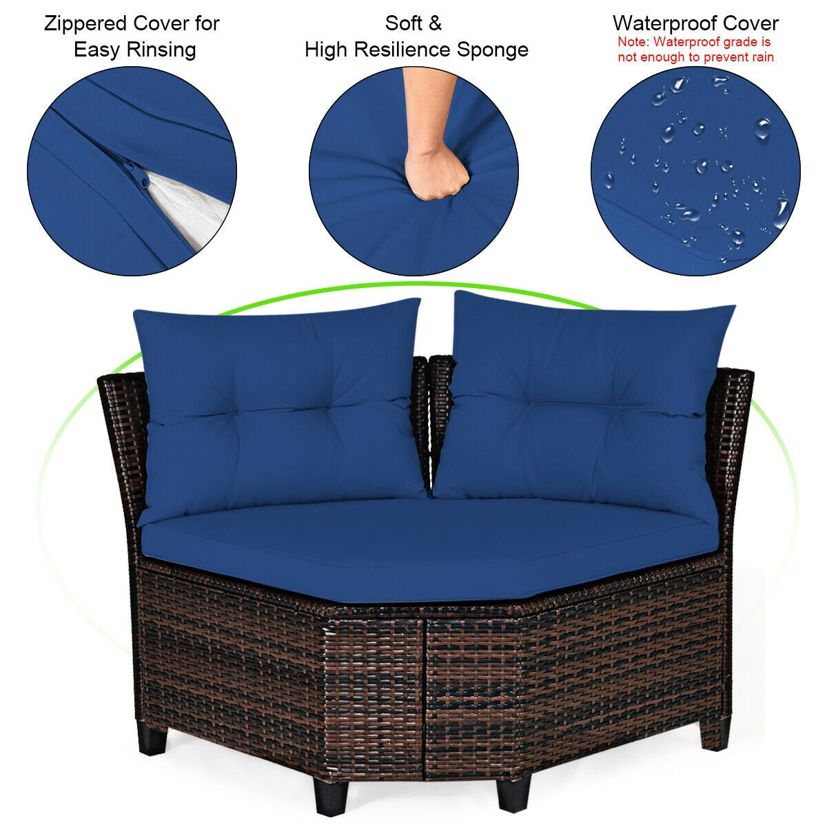 4 Piece Outdoor Rattan Furniture Set, Navy Outdoor Sectionals at Gallery Canada