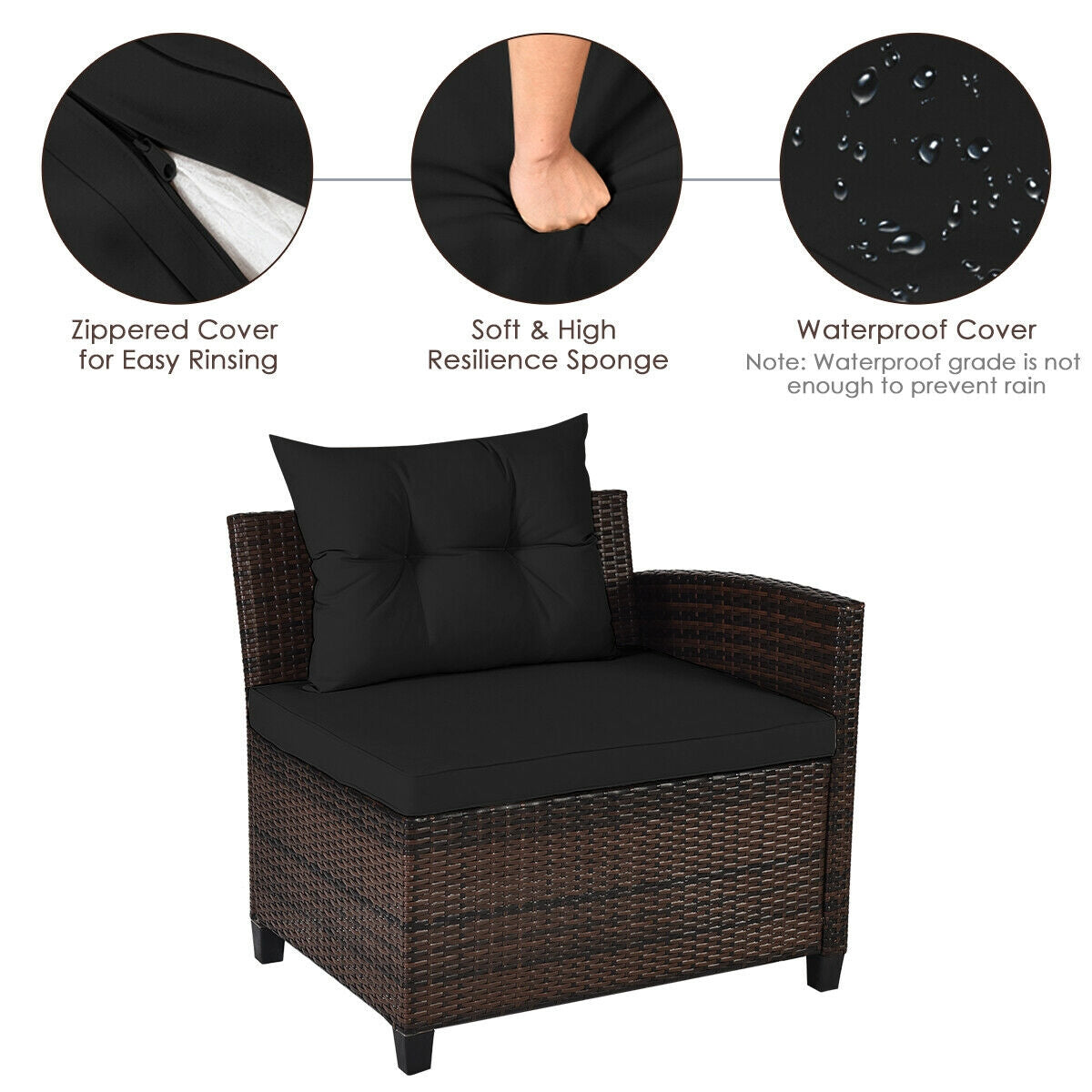4 Piece Outdoor Rattan Furniture Set, Black Outdoor Sectionals at Gallery Canada