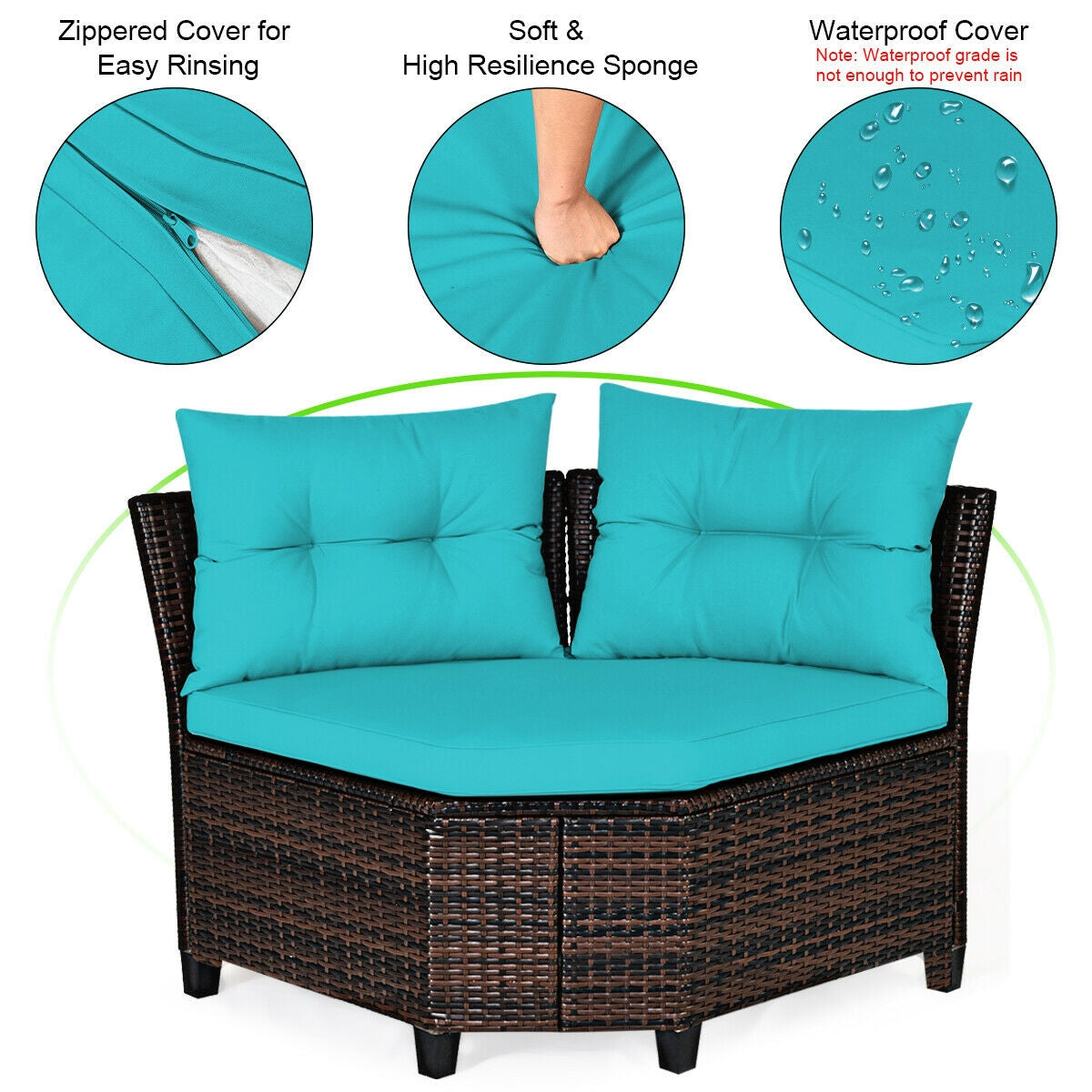 4Pcs Outdoor Rattan Furniture Set, Turquoise Outdoor Sectionals at Gallery Canada
