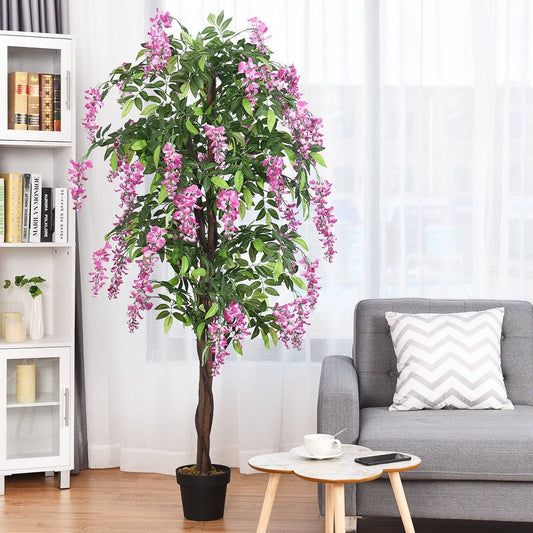 6-Feet Artificial Wisteria Silk Tree, Green Faux Plants Green at Gallery Canada
