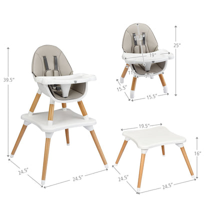 5-in-1 Baby Wooden Convertible High Chair , Gray at Gallery Canada