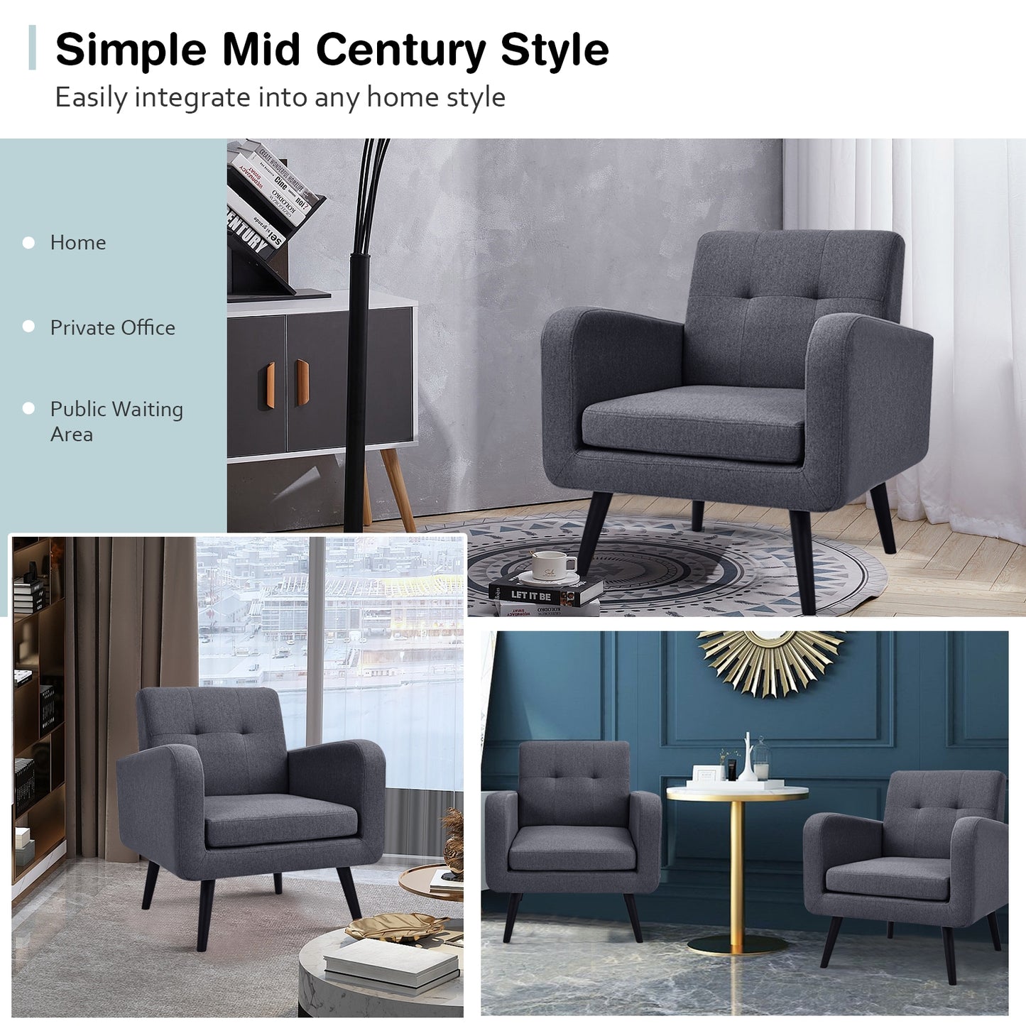 Modern Upholstered Accent Chair, Gray Accent Chairs at Gallery Canada